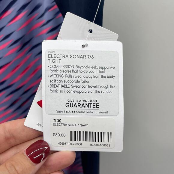 Athleta‎ Electra Sonar Navy Blue Pink 7/8 Tight - Picture 7 of 7